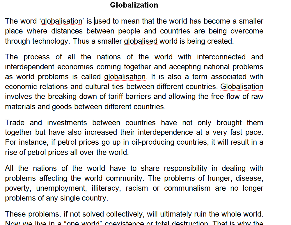 Paragraph on Globalization